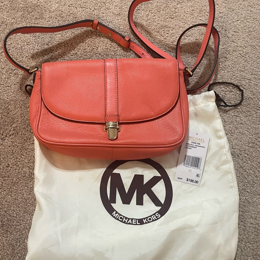 Michael kors pink grapefruit LG crossbody leather